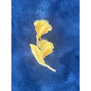 Morning Glory Flower Gold Brooch Floral Pin Rare Vtg‎
